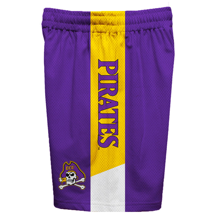 East Carolina Pirates Vive La Fete Game Day Purple Stripes Boys Solid Gold Athletic Mesh Short - Vive La Fête - Online Apparel Store
