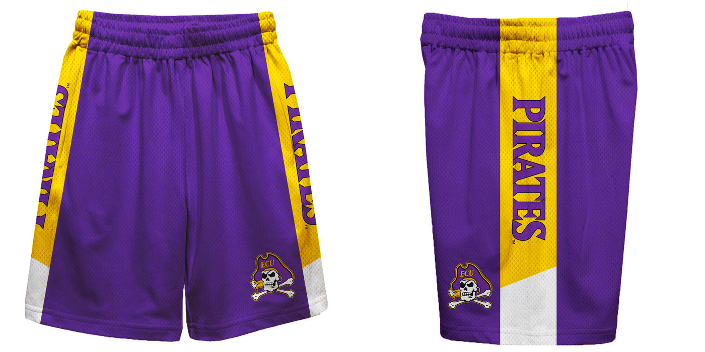 East Carolina Pirates Vive La Fete Game Day Purple Stripes Boys Solid Gold Athletic Mesh Short - Vive La Fête - Online Apparel Store
