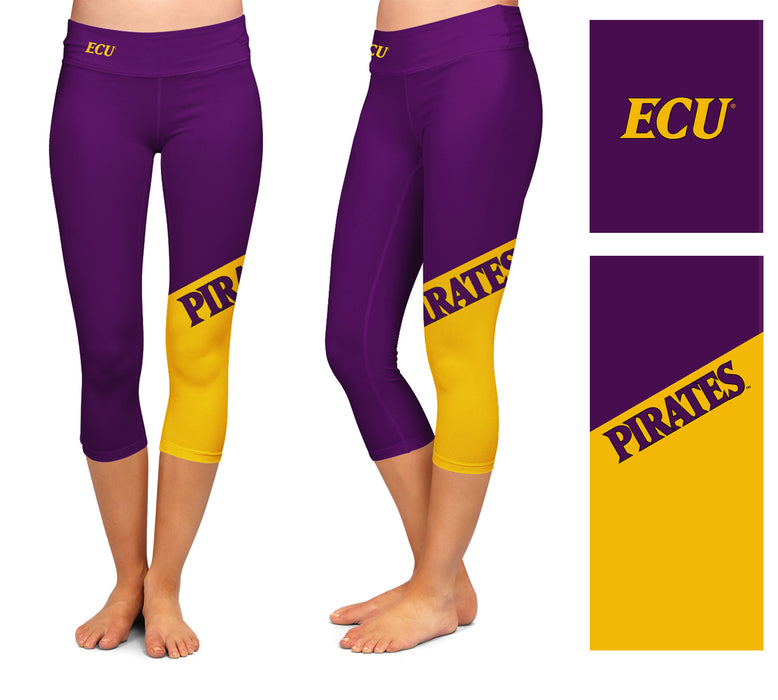 ECU Pirates Vive La Fete Game Day Collegiate Leg Color Block Girls Purple Gold Capri Leggings - Vive La Fête - Online Apparel Store