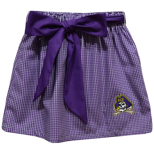 East Carolina Pirates Embroidered Purple Gingham Skirt with Sash