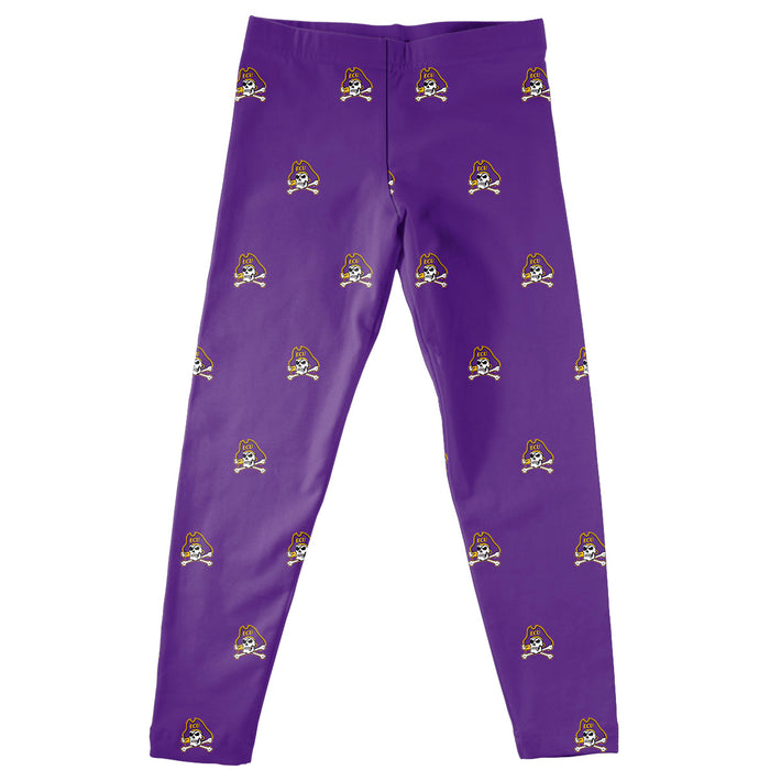 East Carolina Pirates Vive La Fete Girls Game Day All Over Logo Elastic Waist Classic Play Purple Leggings Tights