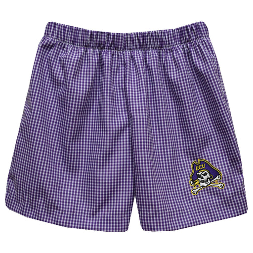 East Carolina Pirates Embroidered Purple Gingham Pull On Short