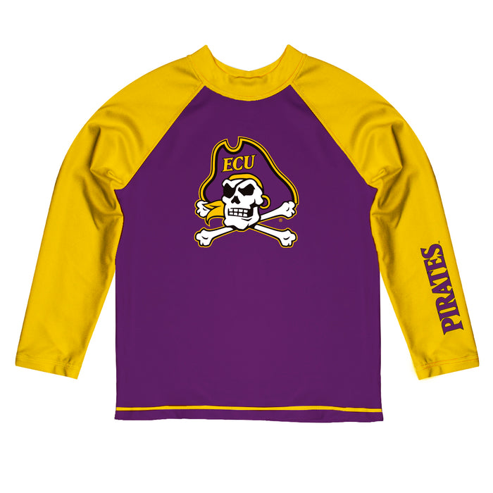East Carolina Pirates Vive La Fete Purple and Gold Long Sleeve Raglan Rashguard