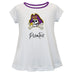 East Carolina Pirates Vive La Fete Girls Game Day Short Sleeve White Top with School Logo and Name