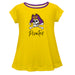 East Carolina Pirates Vive La Fete Girls Game Day Short Sleeve Gold Top with School Logo and Name