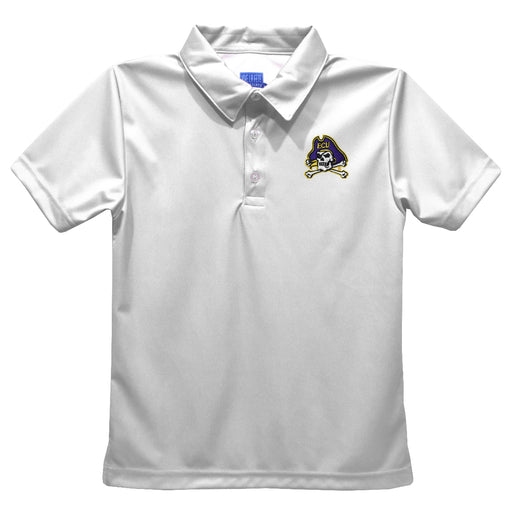 East Carolina Pirates Embroidered White Short Sleeve Polo Box Shirt