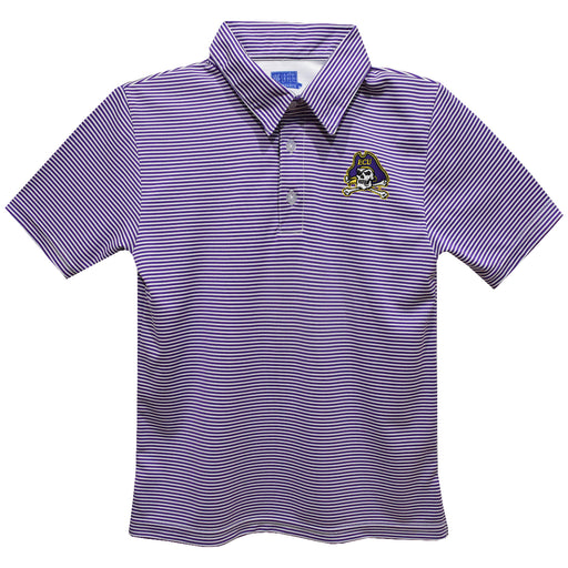 East Carolina Embroidered Purple Stripes Short Sleeve Polo Box Shirt