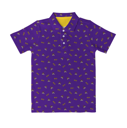 East Carolina Pirates Vive La Fete Repeat Logo Purple Short Sleeve Polo Shirt