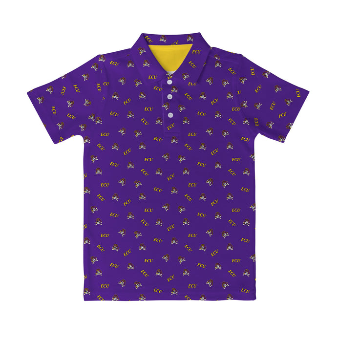 East Carolina Pirates Vive La Fete Repeat Logo Purple Short Sleeve Polo Shirt