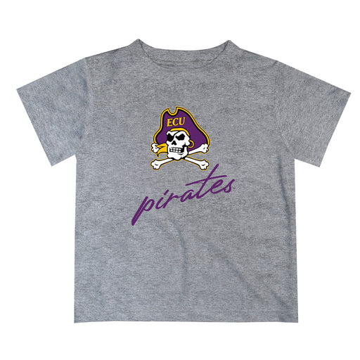 East Carolina Pirates Vive La Fete Script V1 Gray Short Sleeve Tee Shirt