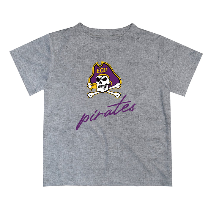 East Carolina Pirates Vive La Fete Script V1 Gray Short Sleeve Tee Shirt