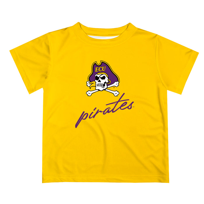 East Carolina Pirates Vive La Fete Script V1 Gold Short Sleeve Tee Shirt