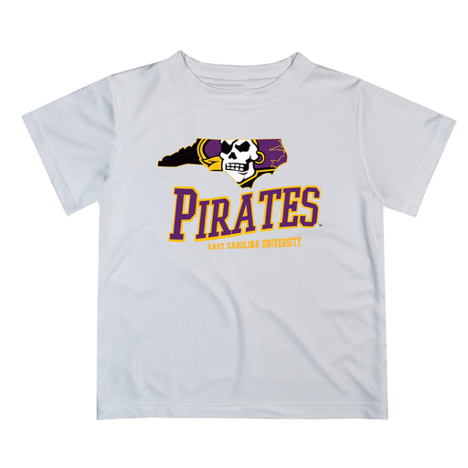 East Carolina Pirates Vive La Fete State Map White Short Sleeve Tee Shirt