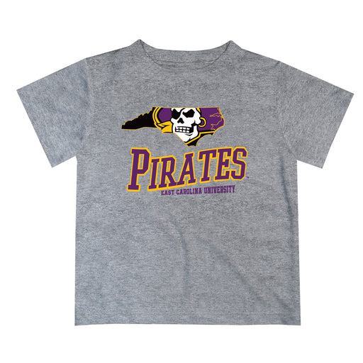 East Carolina Pirates Vive La Fete State Map Gray Short Sleeve Tee Shirt