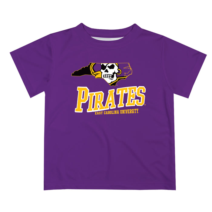 East Carolina Pirates Vive La Fete State Map Purple Short Sleeve Tee Shirt