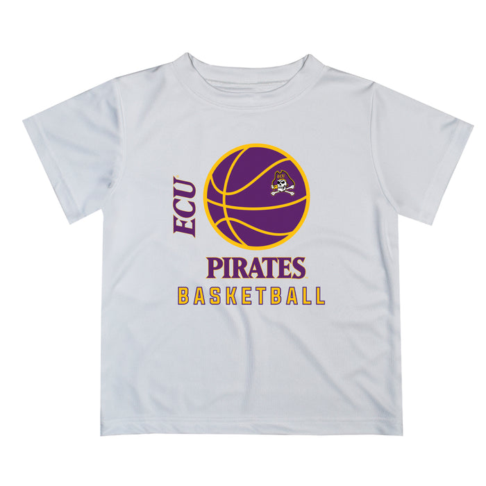 East Carolina Pirates Vive La Fete Basketball V1 White Short Sleeve Tee Shirt
