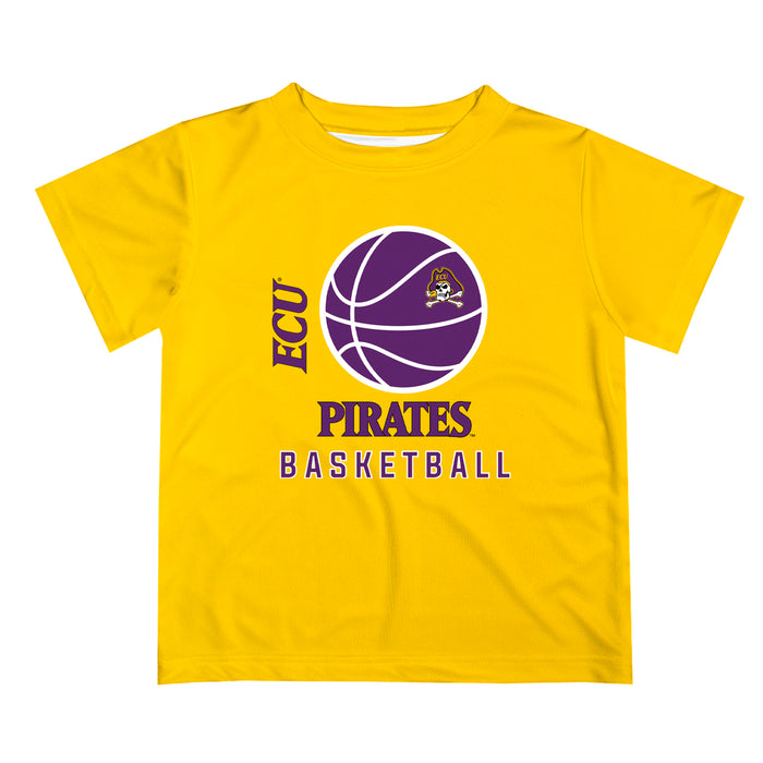 East Carolina Pirates Vive La Fete Basketball V1 Gold Short Sleeve Tee Shirt