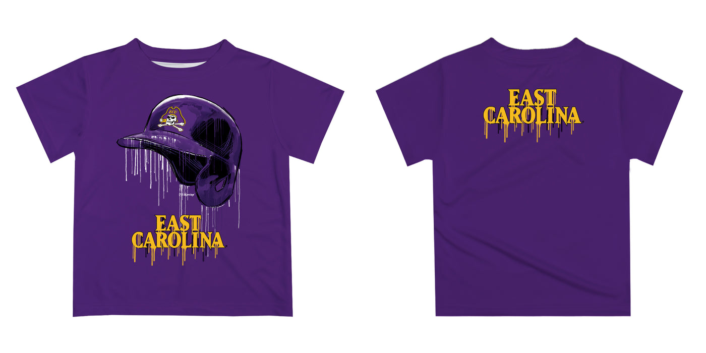 East Carolina Pirates Original Dripping Baseball Helmet Gold T-Shirt by Vive La Fete - Vive La Fête - Online Apparel Store