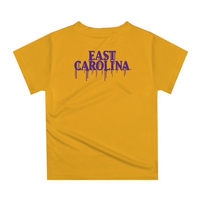 East Carolina Pirates Original Dripping Baseball Helmet Gold T-Shirt by Vive La Fete - Vive La Fête - Online Apparel Store
