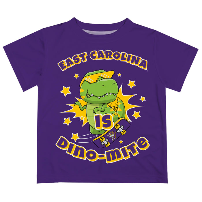 East Carolina Pirates Vive La Fete Dino-Mite Boys Game Day Purple Short Sleeve Tee