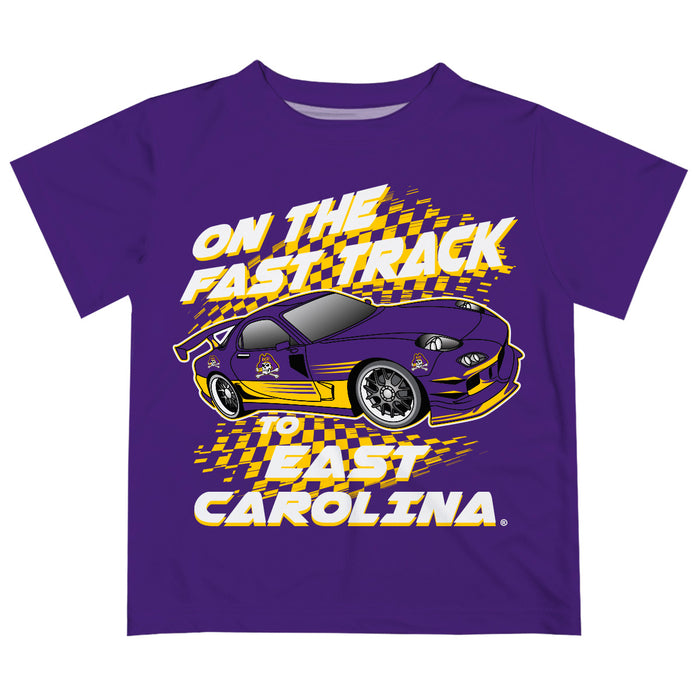 East Carolina Pirates Vive La Fete Fast Track Boys Game Day Purple Short Sleeve Tee
