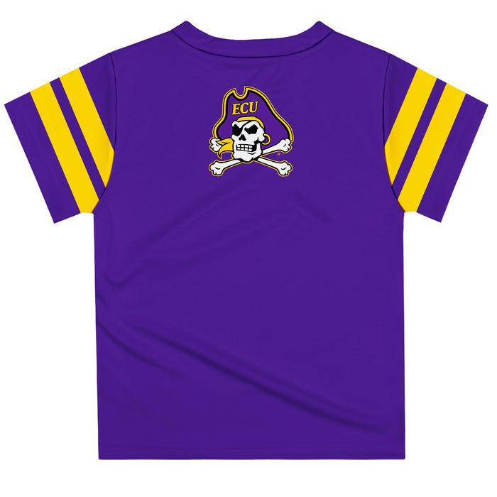 East Carolina Pirates Vive La Fete Boys Game Day Purple Short Sleeve Tee with Stripes on Sleeves - Vive La Fête - Online Apparel Store