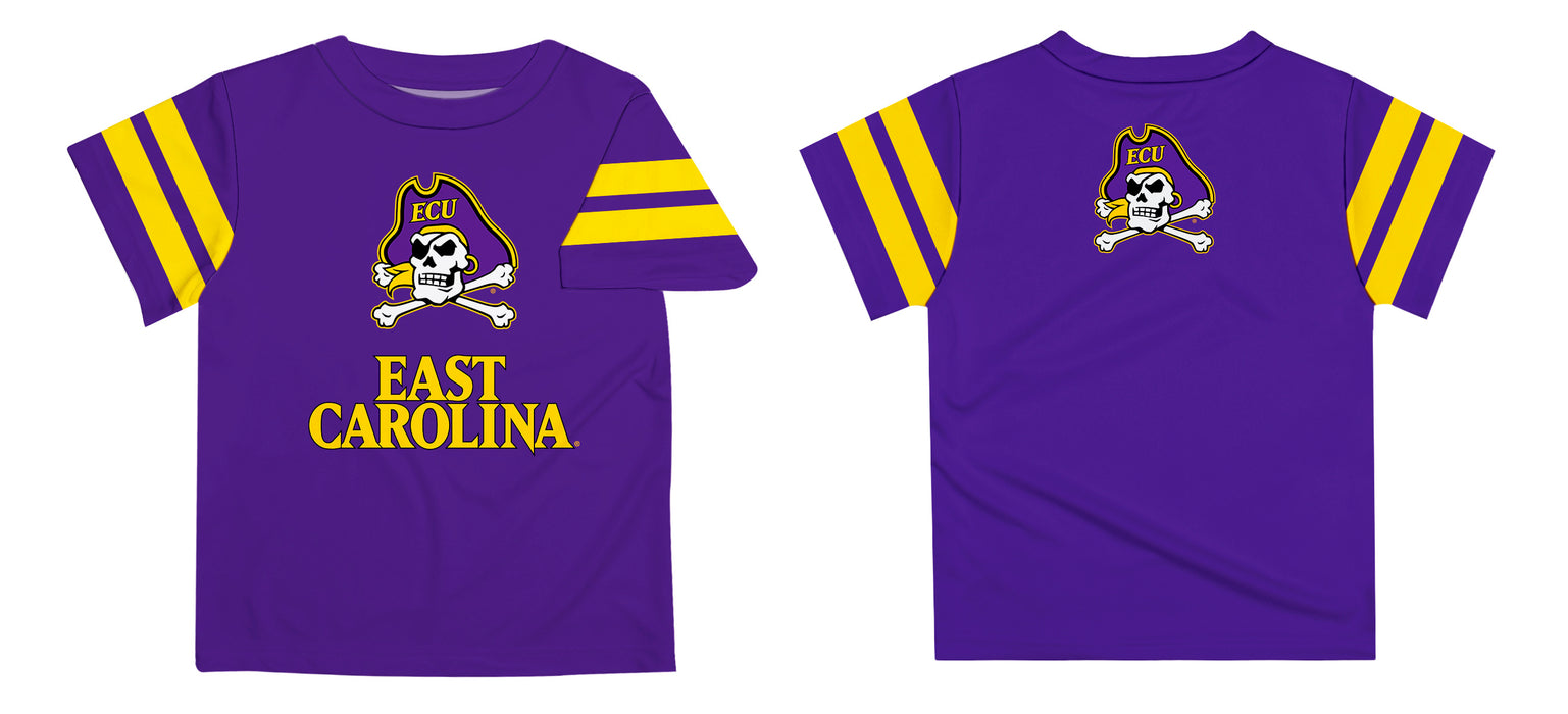 East Carolina Pirates Vive La Fete Boys Game Day Purple Short Sleeve Tee with Stripes on Sleeves - Vive La Fête - Online Apparel Store
