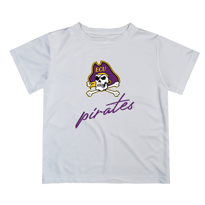 East Carolina Pirates Vive La Fete Script V1 White Short Sleeve Tee Shirt