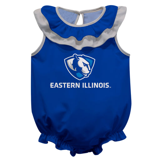 Eastern Illinois University Panthers EIU Blue Sleeveless Ruffle Onesie Logo Bodysuit by Vive La Fete