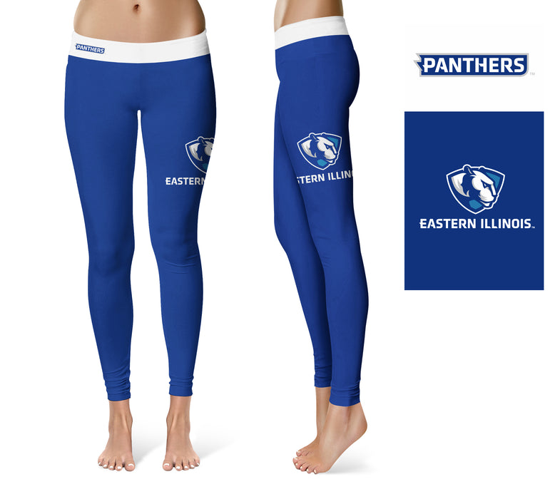 EIU Eastern Illinois University Vive La Fete Game Day Collegiate Logo on Thigh Blue Women Yoga Leggings 2.5 Waist Tights - Vive La Fête - Online Apparel Store