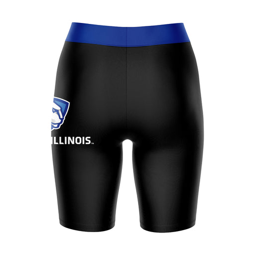 Eastern Illinois Panthers EIU Vive La Fete Game Day Logo on Thigh and Waistband Black and Blue Women Bike Short 9 Inseam - Vive La Fête - Online Apparel Store