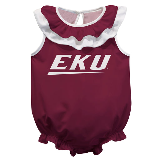 Eastern Kentucky Colonels EKU Maroon Sleeveless Ruffle Onesie Logo Bodysuit by Vive La Fete