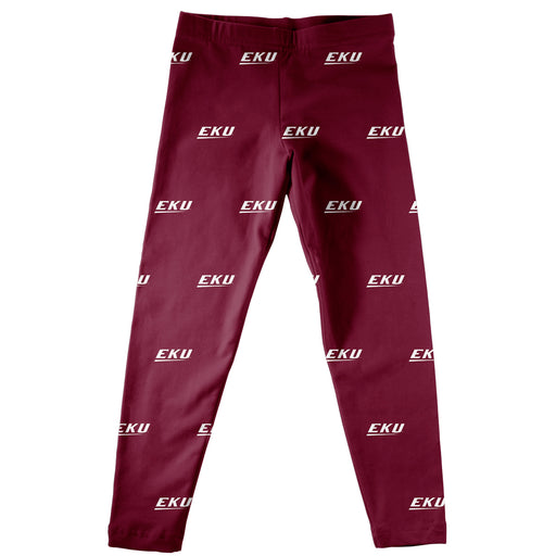 Eastern Kentucky Colonels Vive La Fete Girls Game Day All Over Logo Elastic Waist Classic Play Maroon Leggings Tights - Vive La Fête - Online Apparel Store