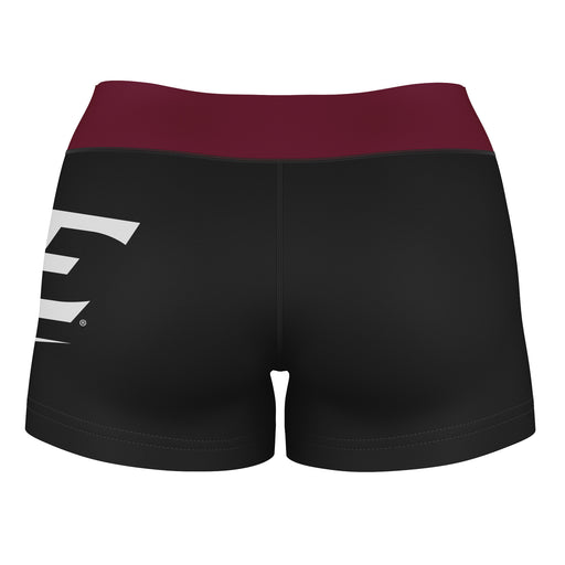 EKU Colonels Vive La Fete Game Day Logo on Thigh & Waistband Black & Maroon Women Yoga Booty Workout Shorts 3.75 Inseam" - Vive La Fête - Online Apparel Store