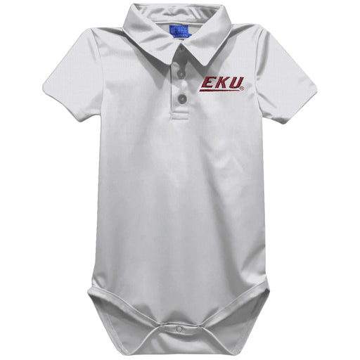 Eastern Kentucky Colonels EKU Embroidered White Solid Knit Polo Onesie