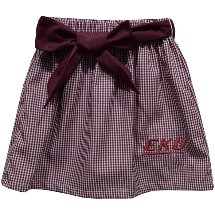 Eastern Kentucky Colonels EKU Embroidered Maroon Gingham Skirt With Sash