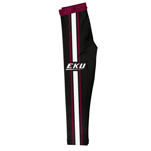 Eastern Kentucky Colonels EKU Vive La Fete Girls Game Day Black with Maroon Stripes Leggings Tights