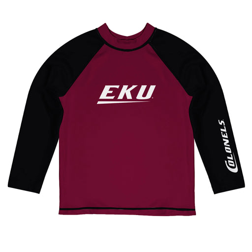 Eastern Kentucky Colonels EKU Vive La Fete Logo Maroon Black Long Sleeve Raglan Rashguard