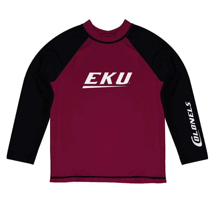 Eastern Kentucky Colonels EKU Vive La Fete Logo Maroon Black Long Sleeve Raglan Rashguard