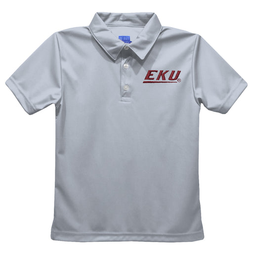 Eastern Kentucky Colonels EKU Embroidered Gray Short Sleeve Polo Box Shirt