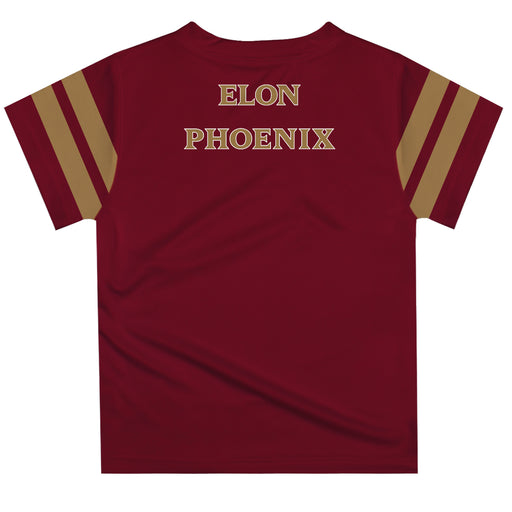 Elon University Phoenix Vive La Fete Boys Game Day Maroon Short Sleeve Tee with Stripes on Sleeves - Vive La Fête - Online Apparel Store