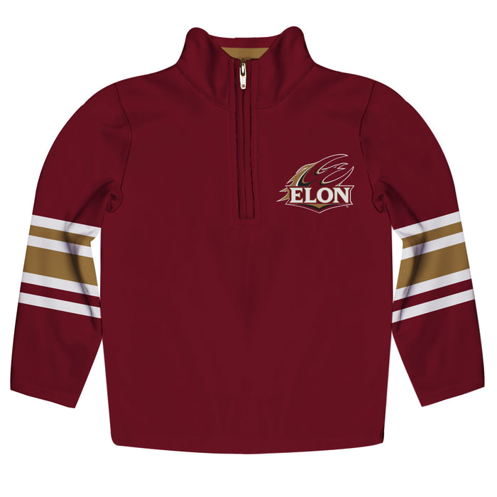 Elon University Phoenix Vive La Fete Game Day Maroon Quarter Zip Pullover Stripes on Sleeves - Vive La Fête - Online Apparel Store