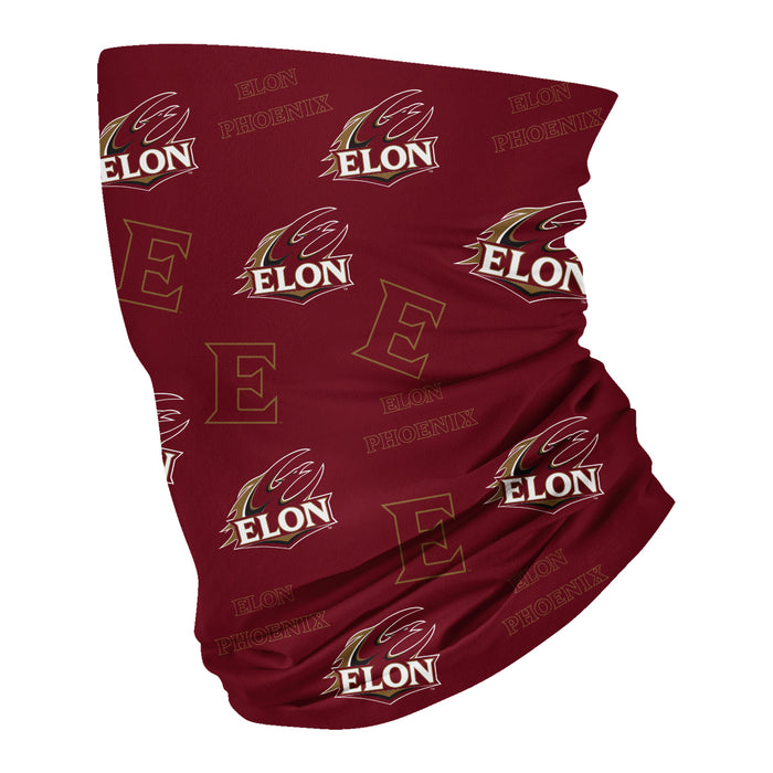 Elon University Phoenix Vive La Fete All Over Logo Game Day  Collegiate Face Cover Soft 4-Way Stretch Neck Gaiter - Vive La Fête - Online Apparel Store
