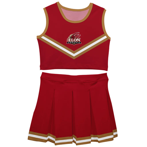 Elon University Phoenix Vive La Fete Game Day Maroon Sleeveless Cheerleader Set