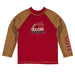 Elon Phoenix Vive La Fete Logo Maroon Gold Long Sleeve Raglan Rashguard