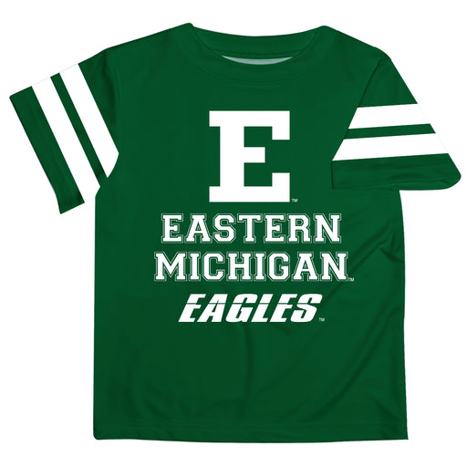 Eastern Michigan Eagles Vive La Fete Boys GameDay Green Short Sleeve Tee with Stripes on Sleeves - Vive La Fête - Online Apparel Store