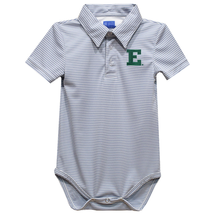 Eastern Michigan Eagles Embroidered Gray Stripe Knit Polo Onesie