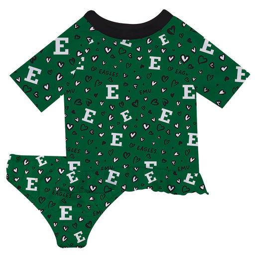 Eastern Michigan Eagles Vive La Fete All Over Logo Green Long Sleeve Bikini Set