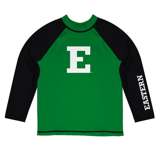 Eastern Michigan Eagles Vive La Fete Logo Green Black Long Sleeve Raglan Rashguard