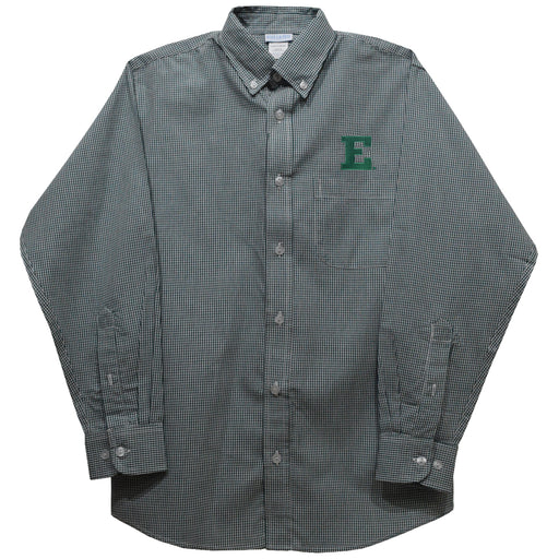 Eastern Michigan Eagles Embroidered Hunter Green Gingham Long Sleeve Button Down